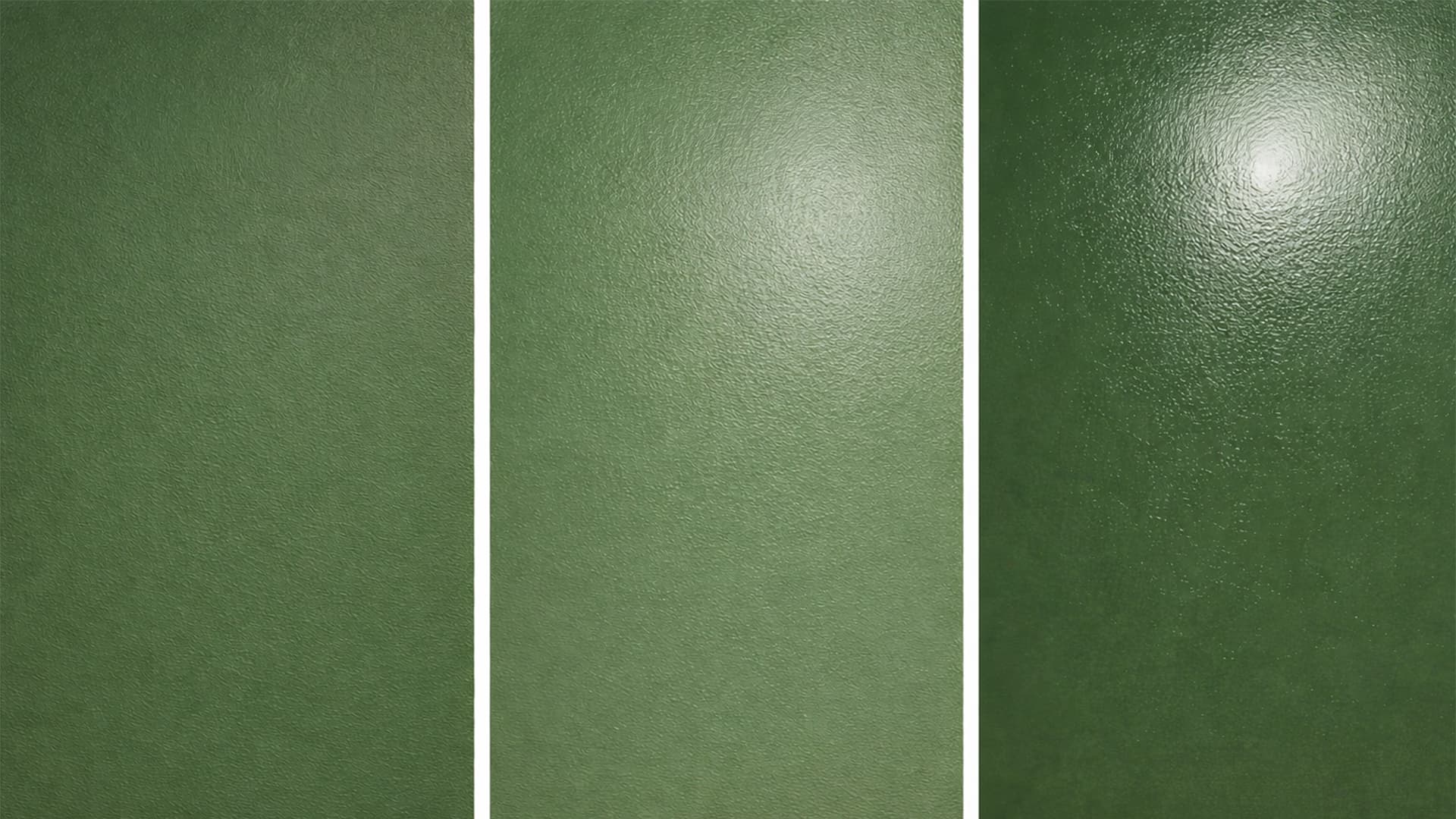 Matte, satin, and gloss finishes